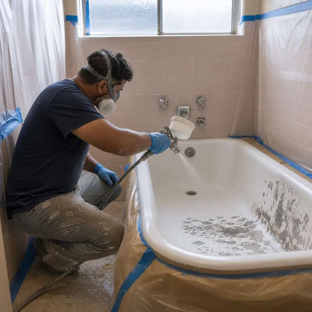 Bathtub surface refinishing